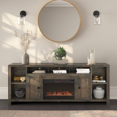 Gracie Oaks Cloyne 86 inch Electric Fireplace TV Console for TVs up to 95 inches Clove Finish Reviews Wayfair